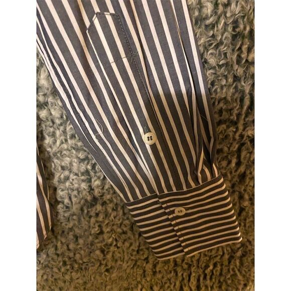 Zara women’s Striped Long Sleeve Button-Up Shirt Black Size M - Picture 6 of 9